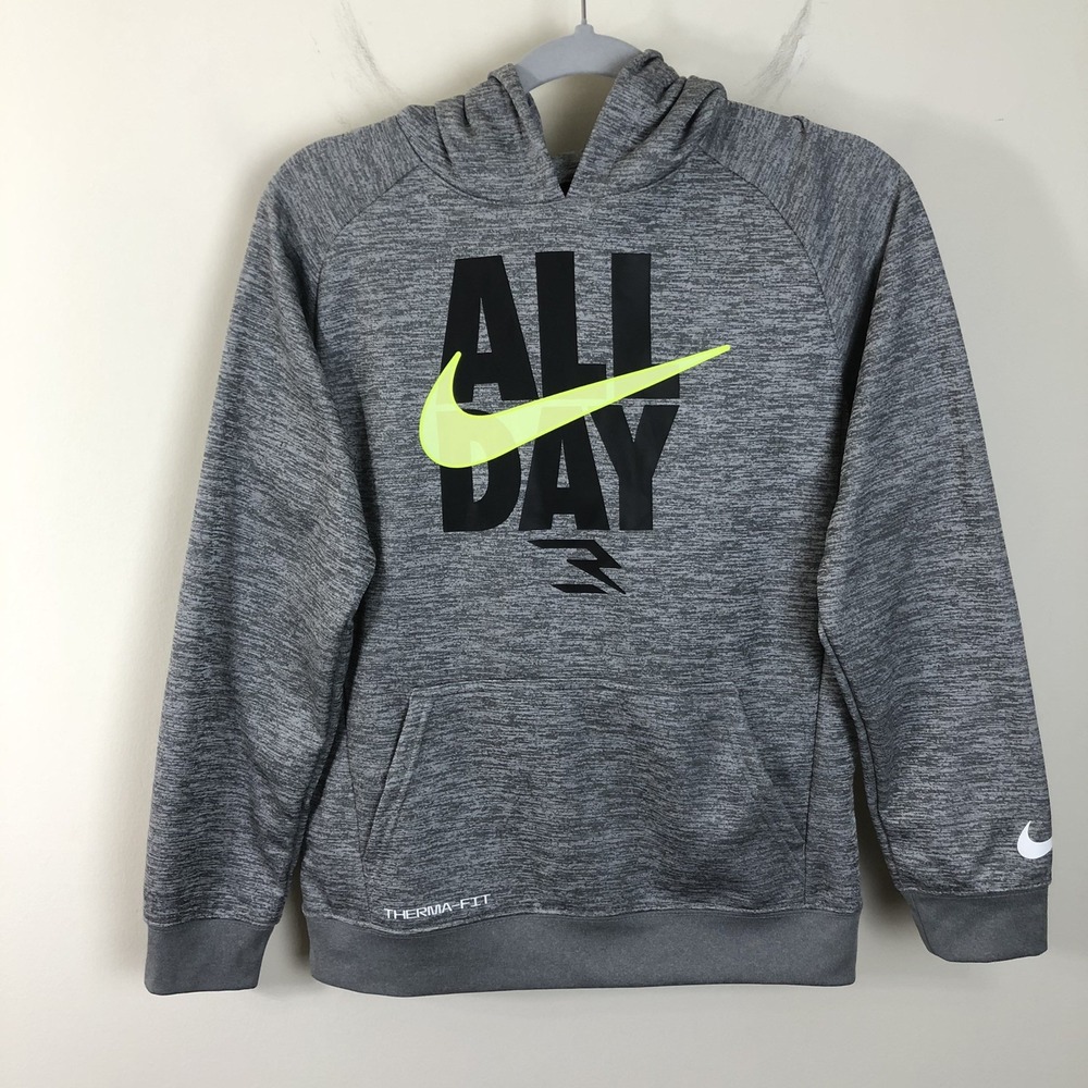 Nike 3BRAND Pullover Hoodie Boys Sz L (12-13 yrs) Heather Gray Football